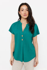 Cortefiel Blouse with dropped sleeves Green