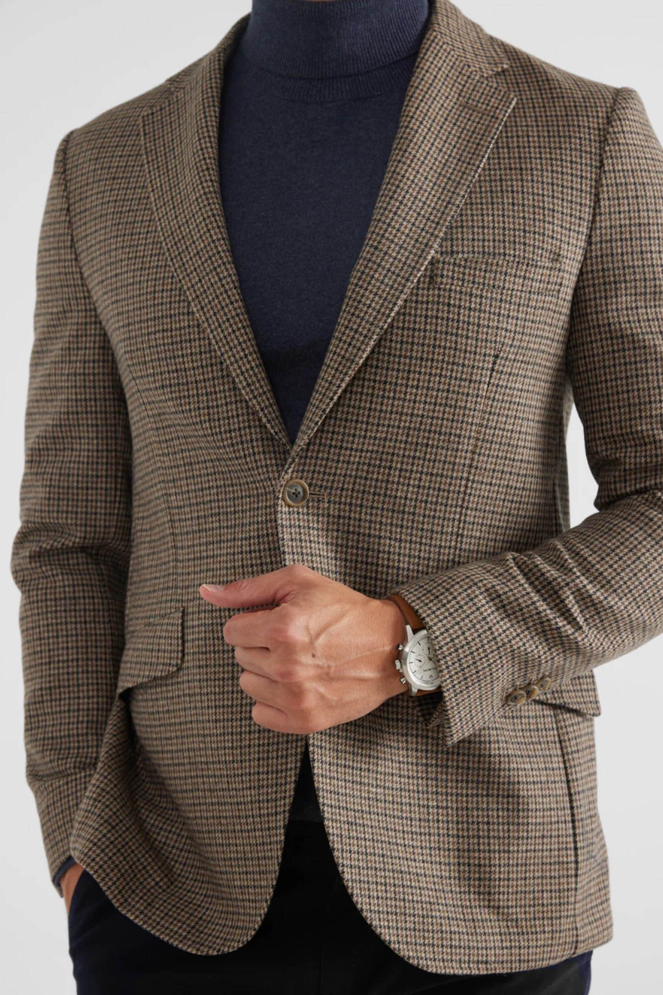 Classic beige houndstooth blazer | Men's blazers | Cortefiel