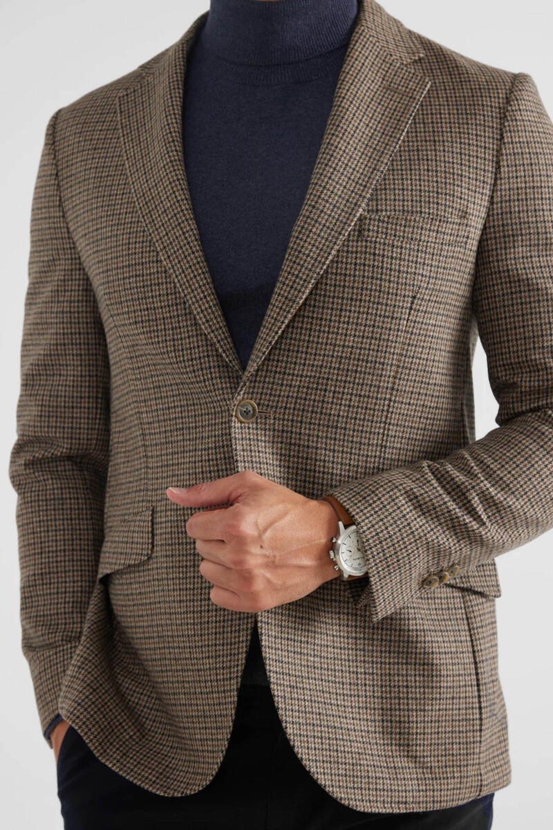 Classic beige houndstooth blazer | Men's blazers | Cortefiel