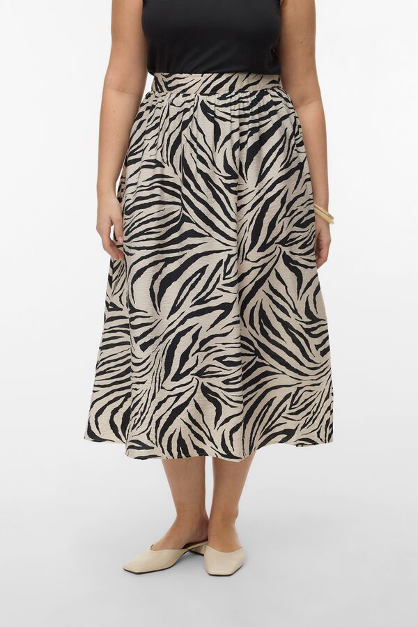 Vero Moda Curve Saia 7/8 estampada tamanho grande Tostado