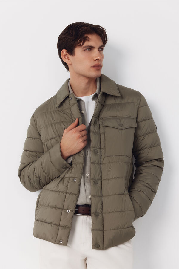 Cortefiel Ultralight quilted overshirt Kaki