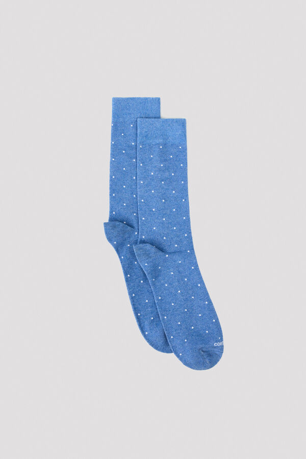 Cortefiel Microrib cotton socks Blue
