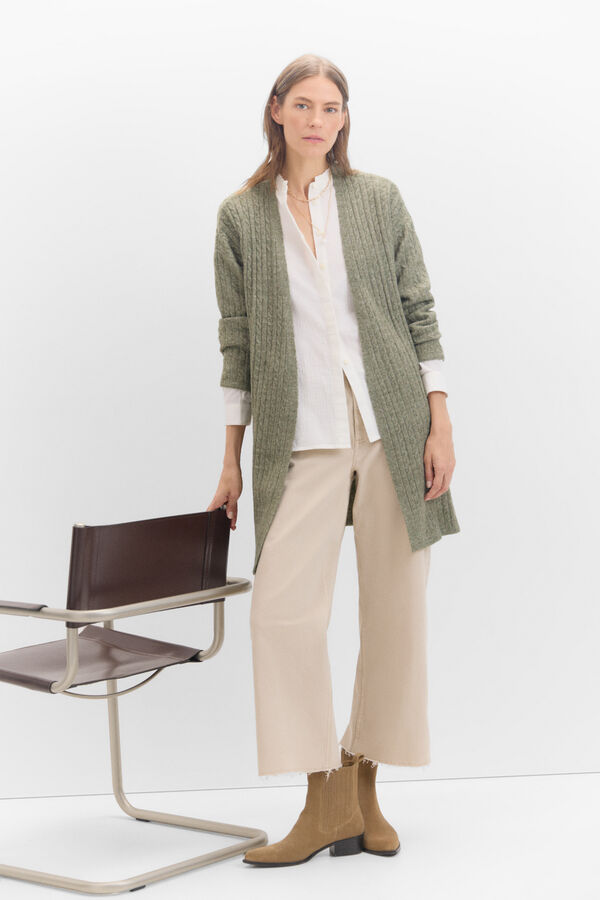 Cortefiel Cardigan oitos macio Verde