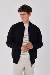 Cortefiel Cotton zip fastening bomber cardigan Purple