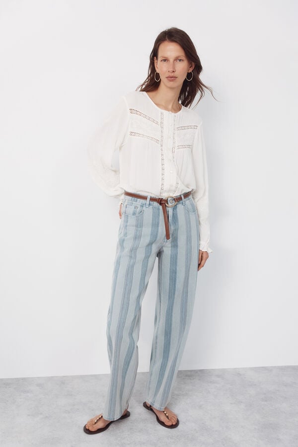 Cortefiel Straight leg striped jeans Blue