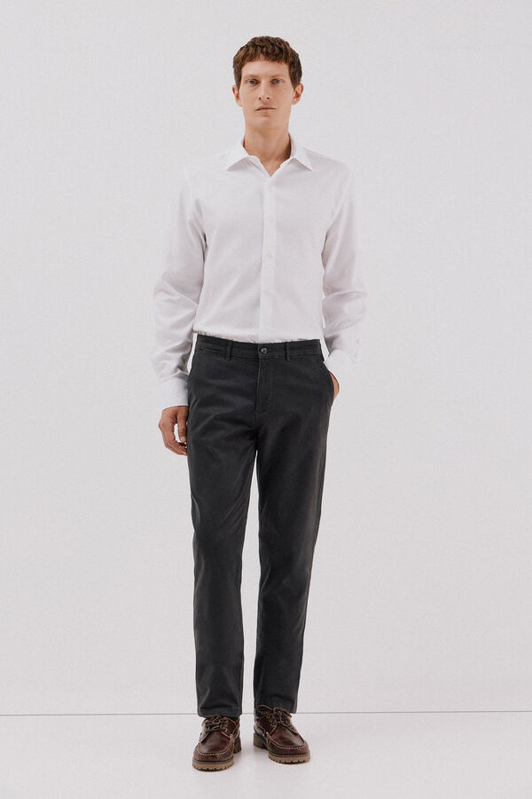 Cortefiel Easy-iron twill dress shirt White