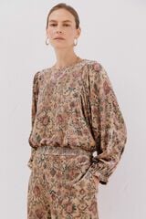 Cortefiel Printed velvet blouse Yellow