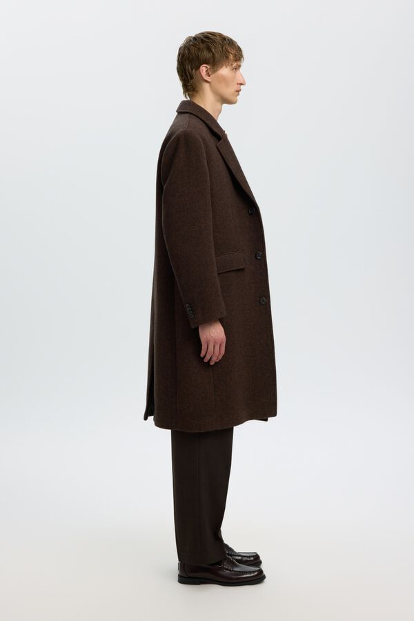 Selected Long wool coat Dark brown