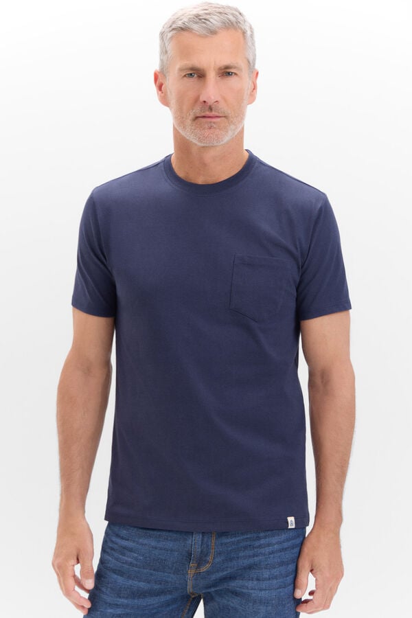 Cortefiel Camiseta basica bolsillo Azul marino