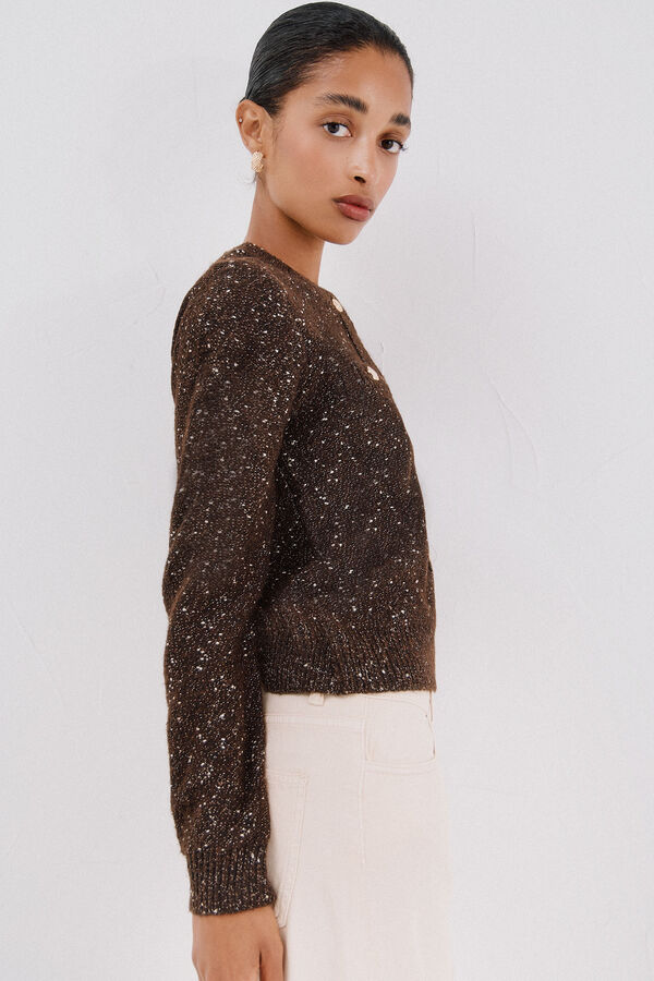 Cortefiel Short jacket with buttons Dark brown