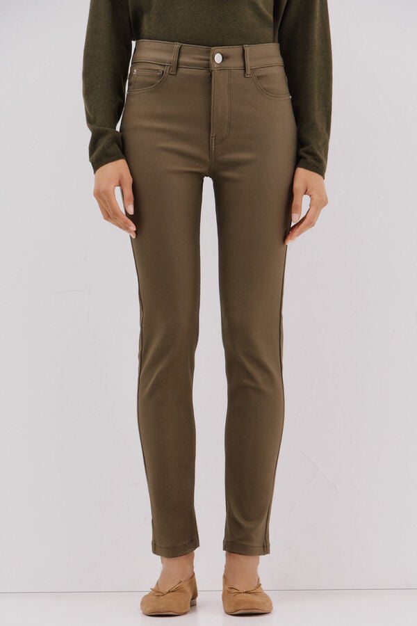 Cortefiel Sensational resin coated pants Green