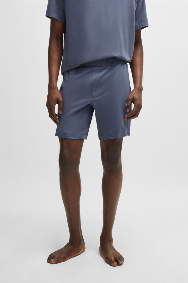 Cortefiel Stretch cotton shorts with tie and contrast logo Blue