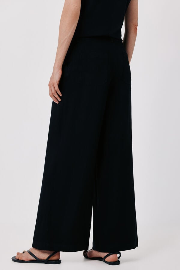 Cortefiel Fluid wide trousers Black