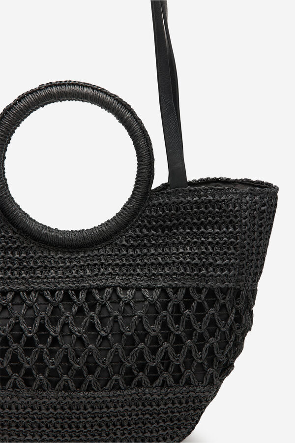 Cortefiel Bolso capazo espigas Negro