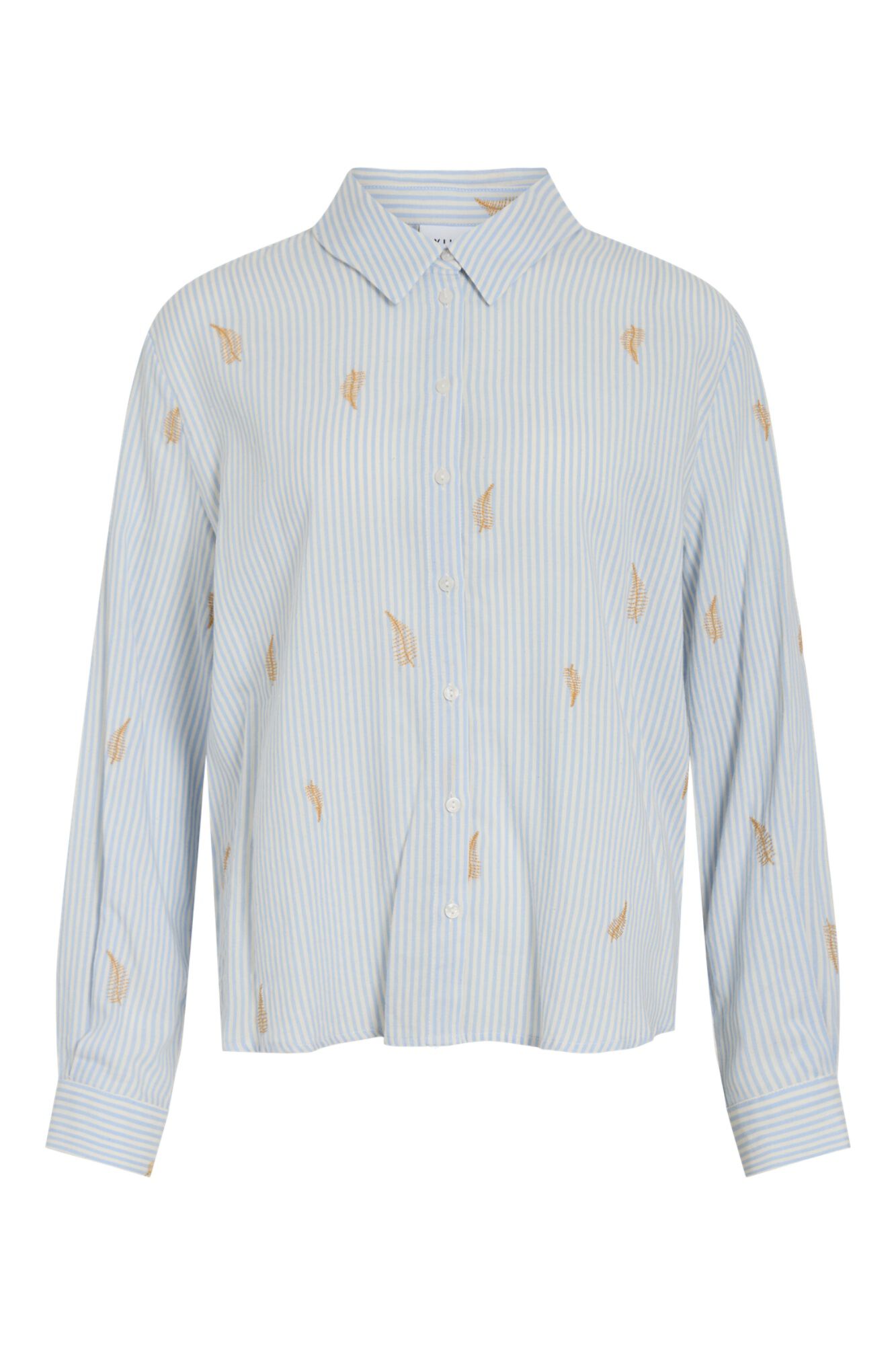 Vila Camisa com bordados de algod&atilde;o e viscose