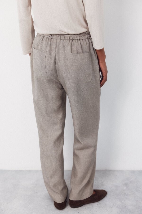 Cortefiel Dress pants with belt Beige