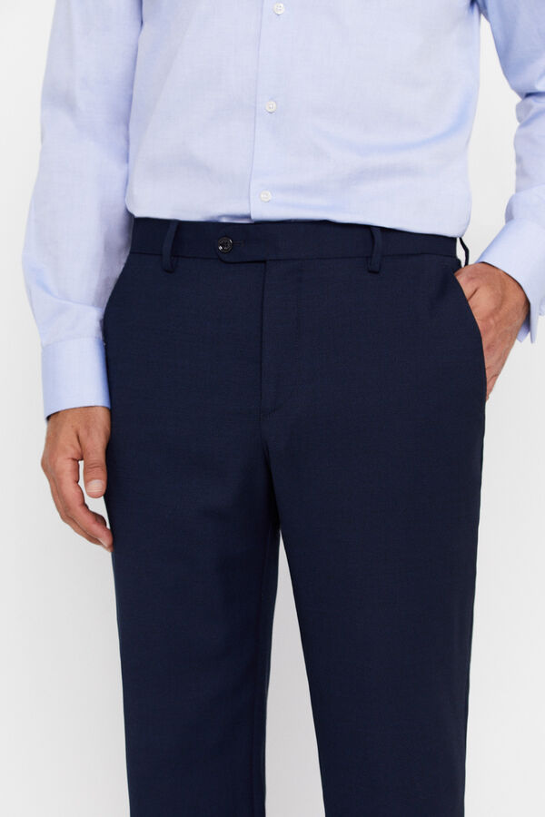 Cortefiel Coolmax® birdseye weave trousers Navy