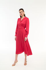 Vila Vestido midi envolvente em cetim Vermelho