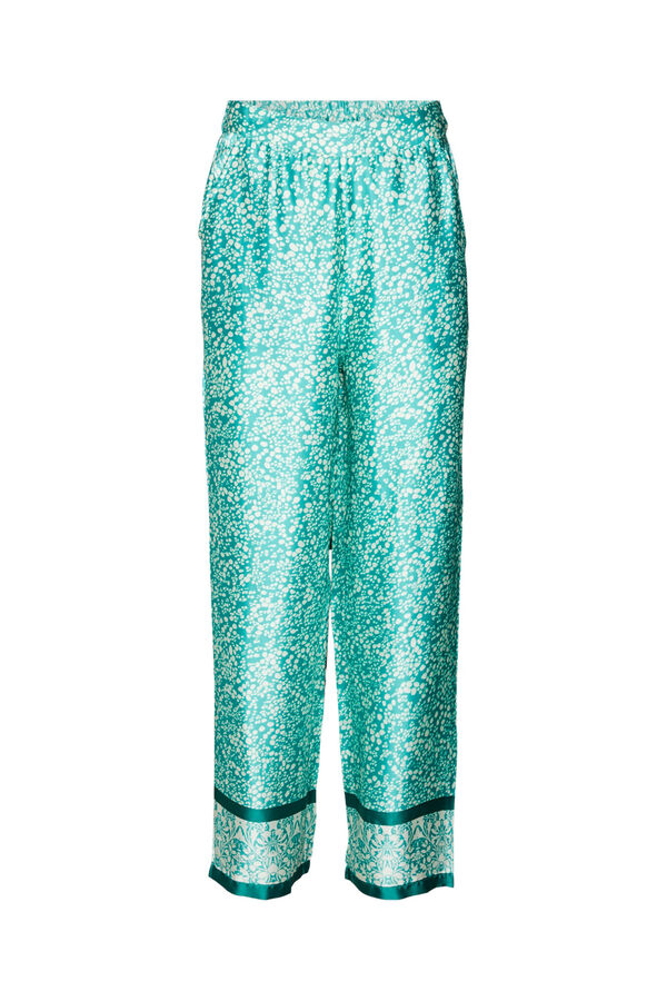 Cortefiel Long satin-effect trousers  Turquoise