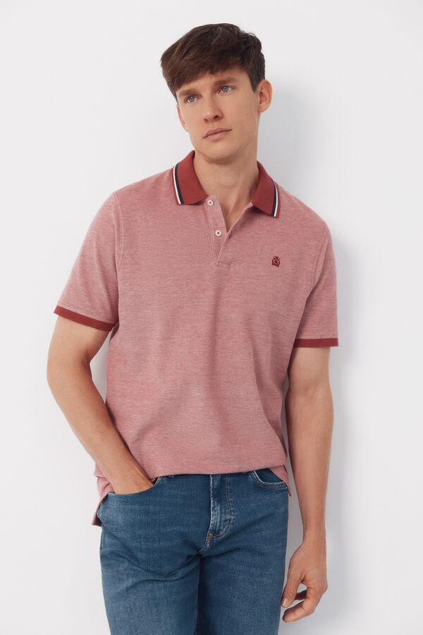 Cortefiel Oxford polo shirt Pink