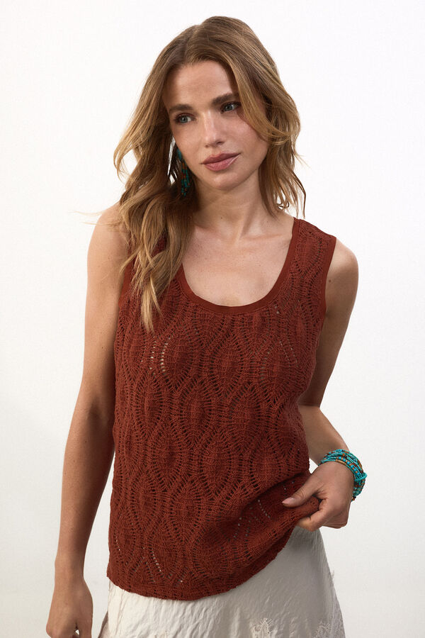 Slowlove Top tirantes crochet Brown