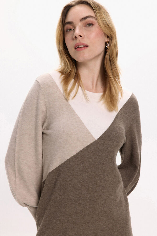 Vila Vestido de malha com viscose Castanho