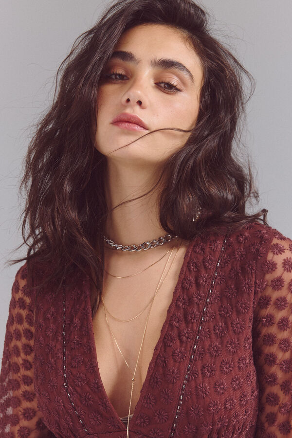 Slowlove Vestido largo de tul Marrón