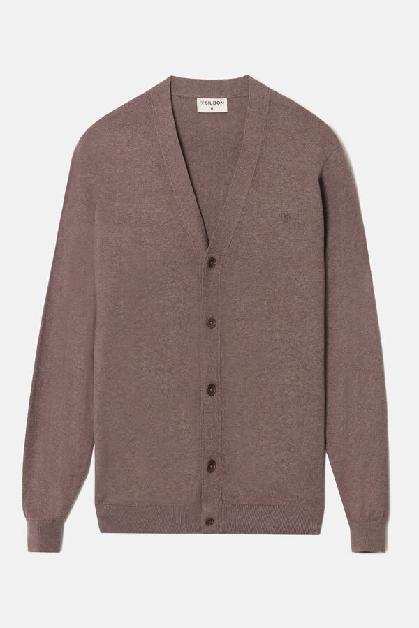 Silbon C&aacute;rdigan cl&aacute;sico liso Marr&oacute;n oscuro