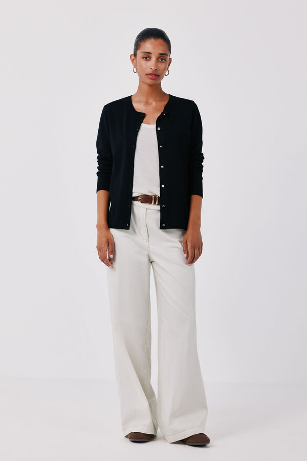 Cortefiel Basic knit jacket Black