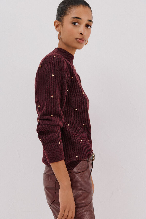 Cortefiel Jersey tachas doradas Maroon