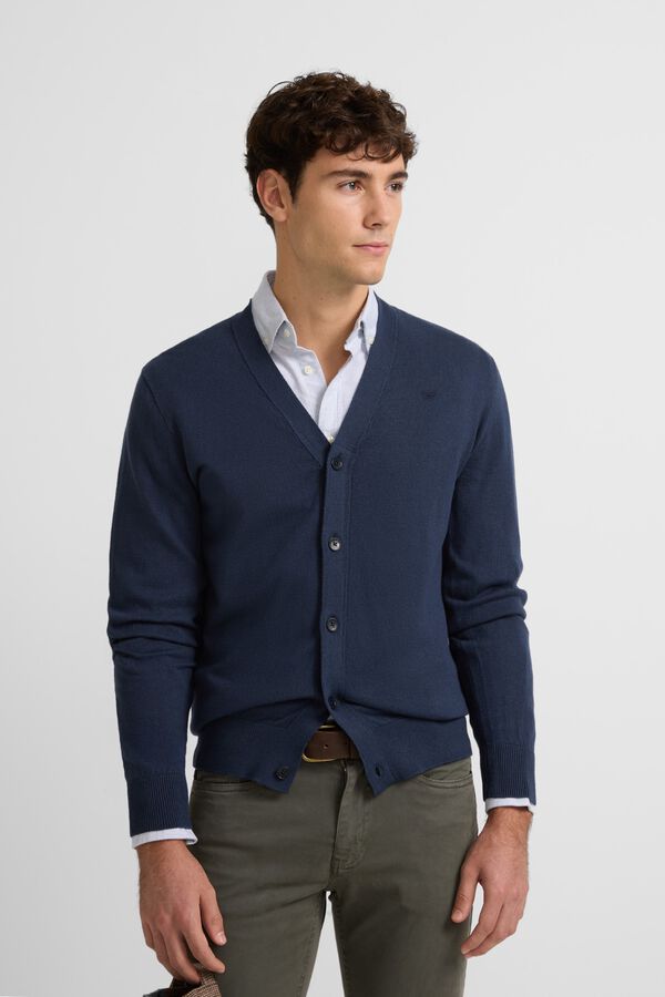 Silbon Cardig&atilde; liso cl&aacute;ssico Azul