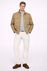 Selected Men's zip fastening parka Brown