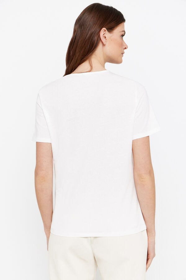 Cortefiel Embroidered t-shirt White