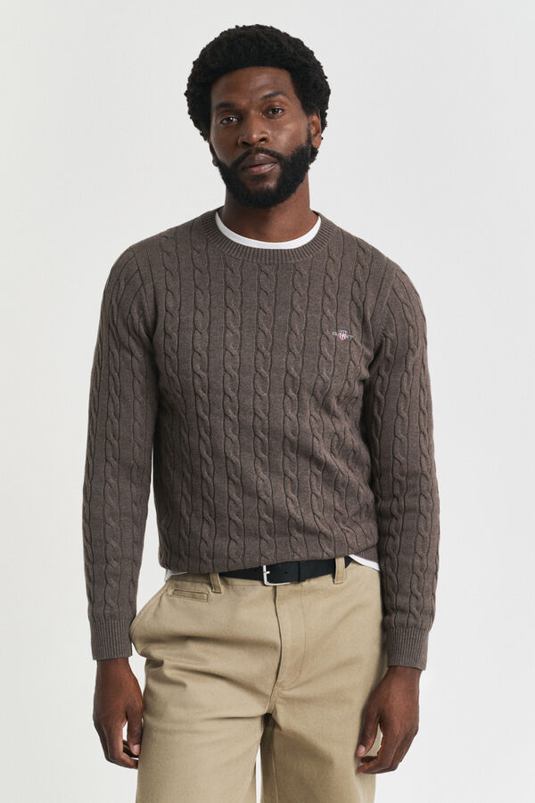Gant Camisola de algodão com gola redonda Verde