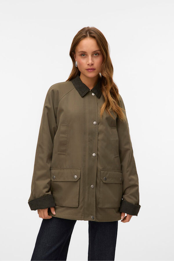Vero Moda Parka encerada com vários bolsos  Verde