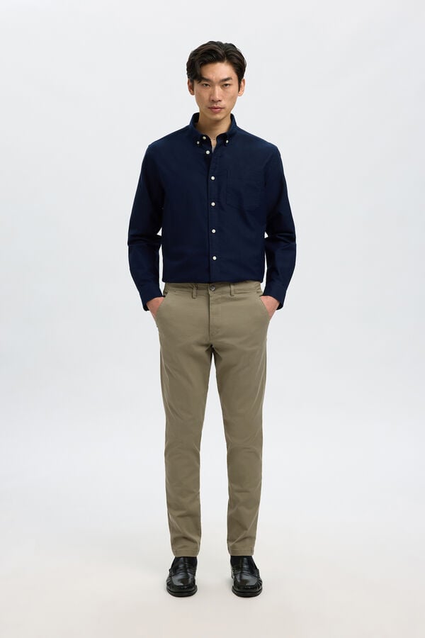 Selected Men's slim fit chinos Nude