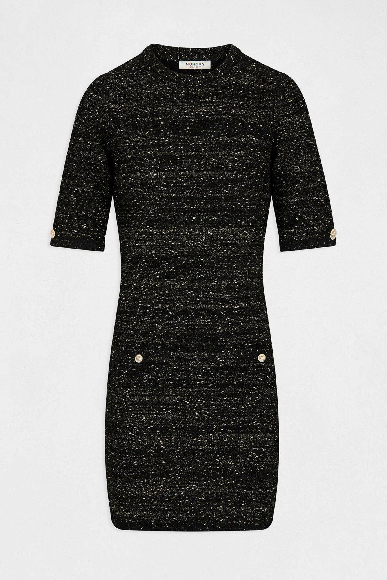 Vestido negro hotsell manga corta ajustado