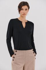 Cortefiel Gold piece top with neckline Black
