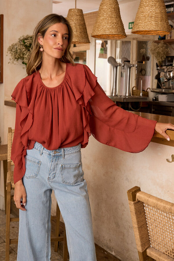 Pol&iacute;n Et Moi Inaya ruffle blouse Orange