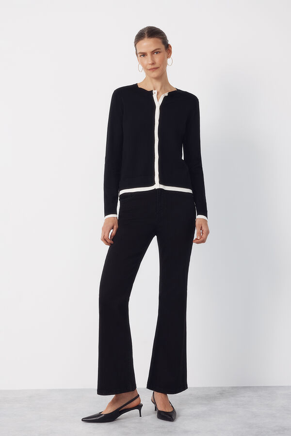 Cortefiel Jersey-knit contrast jacket Black