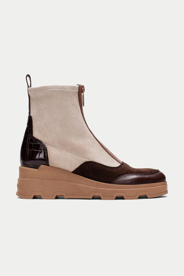 Hispanitas Florencia Botins com fecho-éclair e cunha Castanho
