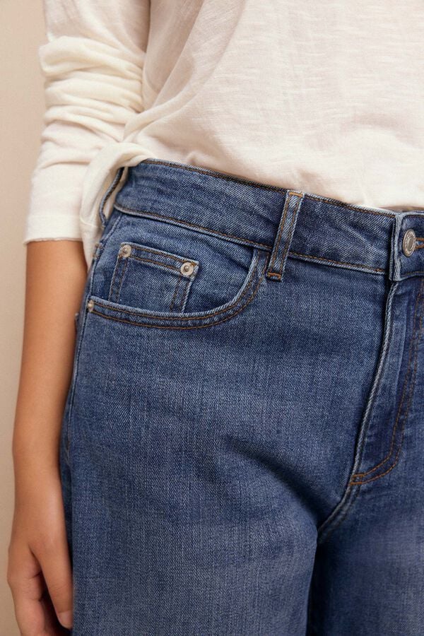 Slowlove Jeans with hem slit  Blue