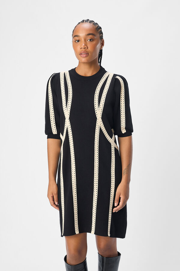 Cortefiel Short jersey-knit dress Black