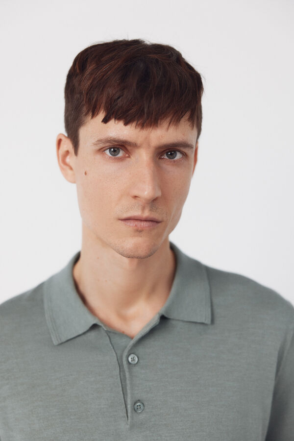 Cortefiel Cotton short sleeve polo shirt Kaki