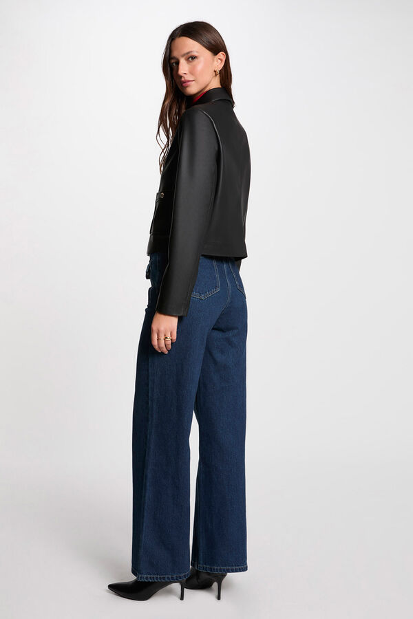 Morgan Blus&atilde;o curto pele sint&eacute;tica Preto