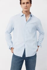 Cortefiel Checked seersucker shirt Blue