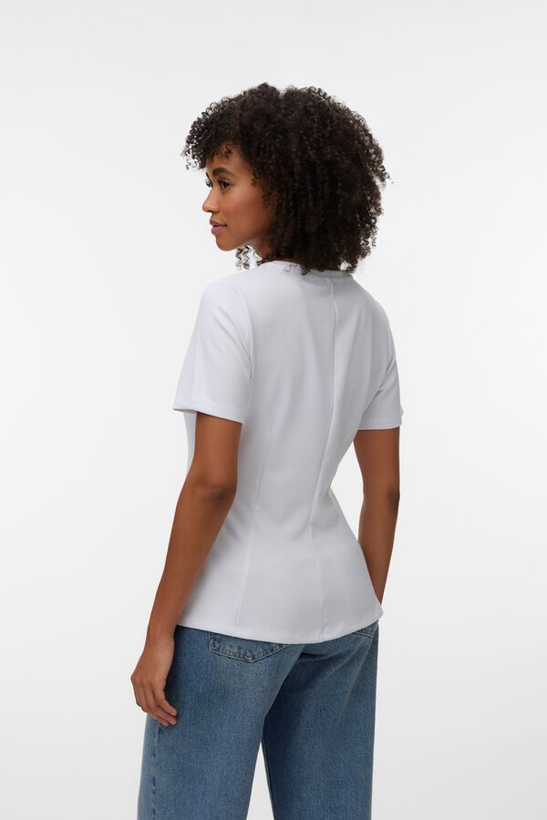 Vero Moda T-shirt de manga curta com pin&ccedil;as Branco