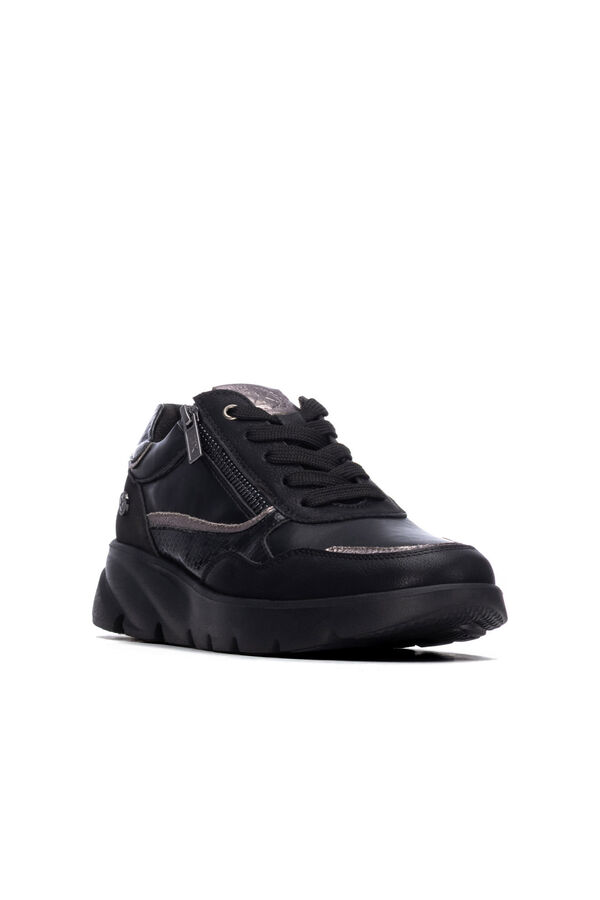 XTI Sapatilha casual com fecho-&eacute;clair Preto