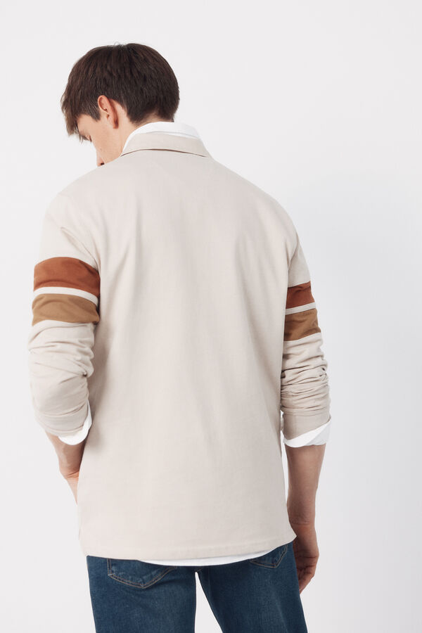 Cortefiel Polo rugby bloques Beige