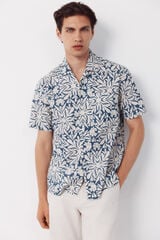 Cortefiel Printed short sleeve shirt Blue